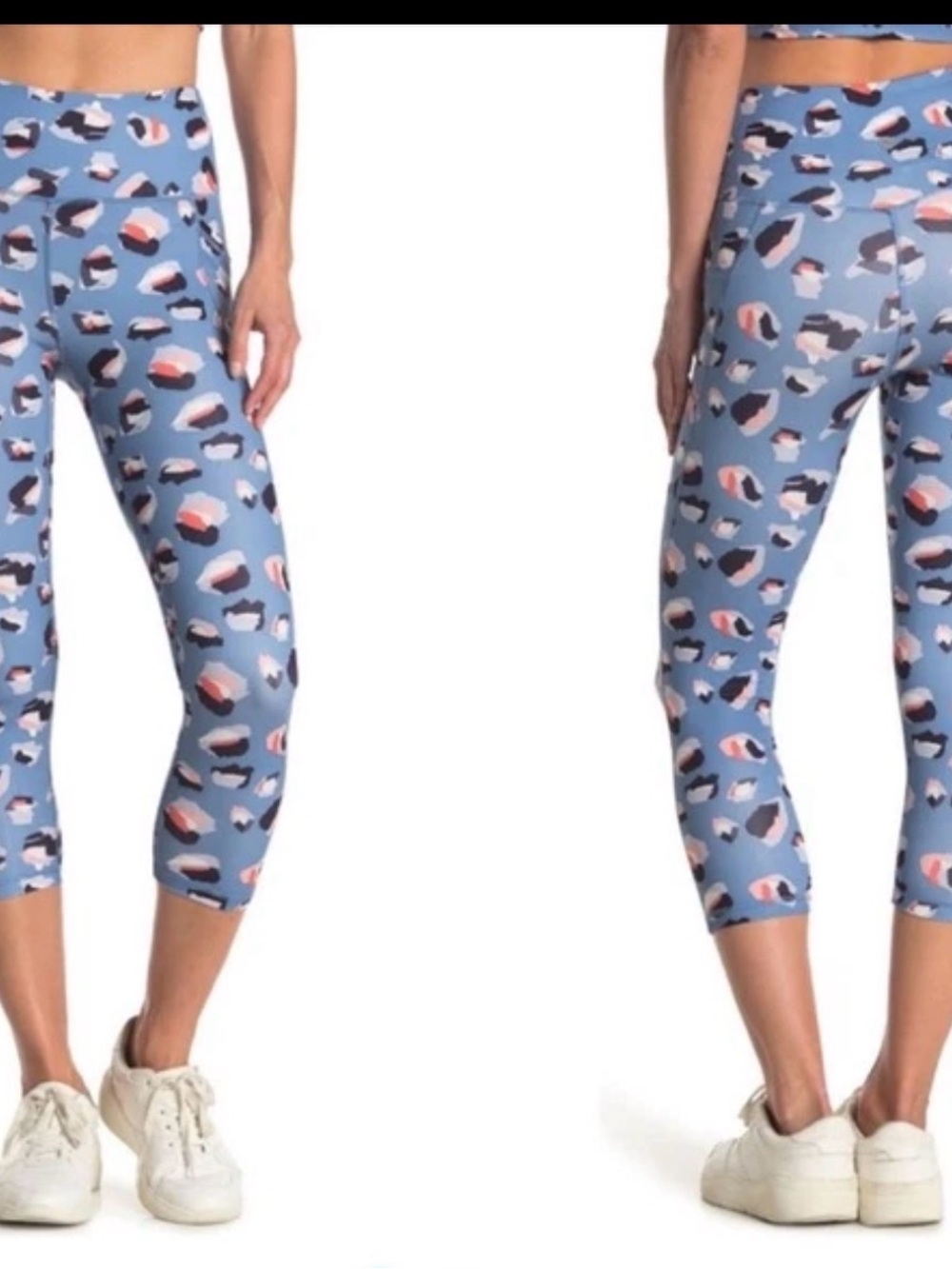 EUC X by Gottex Leggings S/M Blue Chambray Camo Animal Print Capri